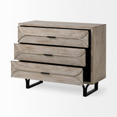 Giselle Light Brown Fir Veneer 3 Drawer Accent Cabinet - Ornate Home