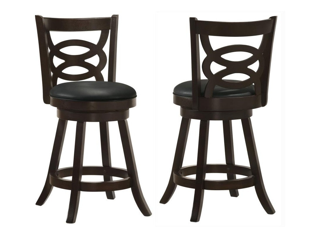 Giulia Cappuccino Swivel Counter Height Stools w/ Upholstered Seat (Set of 2) - Ornate Home