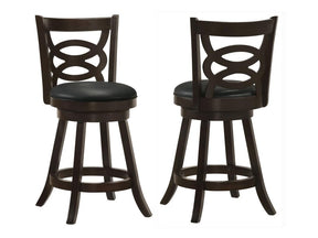 Giulia Cappuccino Swivel Counter Height Stools w/ Upholstered Seat (Set of 2) - Ornate Home