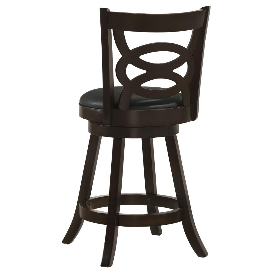 Giulia Cappuccino Swivel Counter Height Stools w/ Upholstered Seat (Set of 2) - Ornate Home