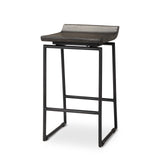 Givens Black Wood Seat Frame Stool - Ornate Home