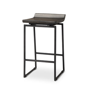 Givens Black Wood Seat Frame Stool - Ornate Home