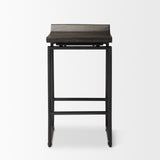 Givens Black Wood Seat Frame Stool - Ornate Home