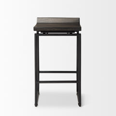 Givens Black Wood Seat Frame Stool - Ornate Home