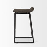 Givens Black Wood Seat Frame Stool - Ornate Home
