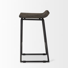 Givens Black Wood Seat Frame Stool - Ornate Home