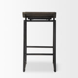 Givens Black Wood Seat Frame Stool - Ornate Home