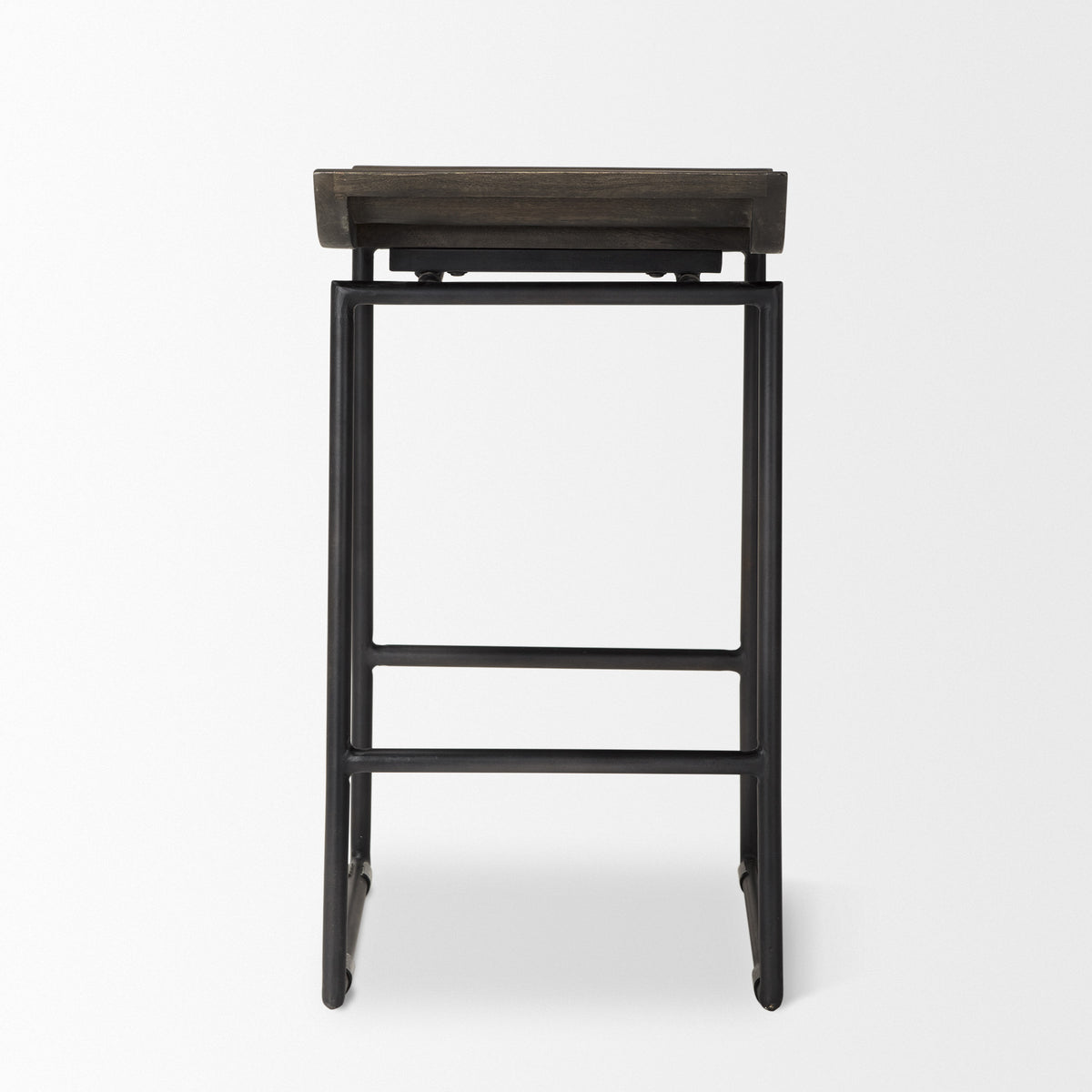 Givens Black Wood Seat Frame Stool - Ornate Home