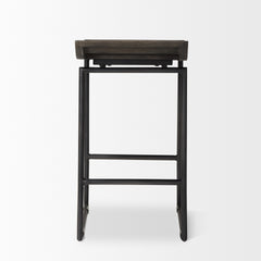 Givens Black Wood Seat Frame Stool - Ornate Home