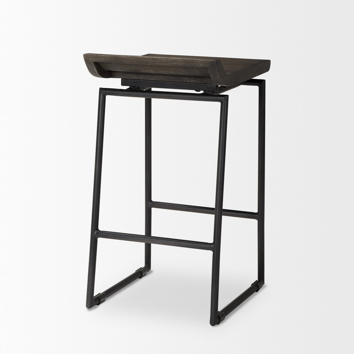 Givens Black Wood Seat Frame Stool - Ornate Home