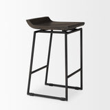 Givens Black Wood Seat Frame Stool - Ornate Home