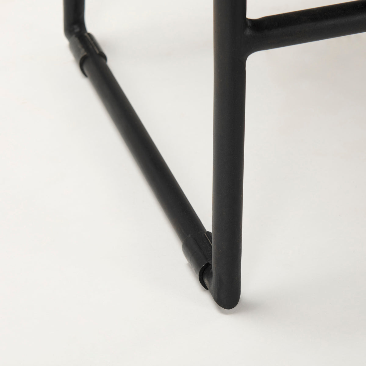 Givens Black Wood Seat Frame Stool - Ornate Home