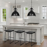 Givens Black Wood Seat Frame Stool - Ornate Home