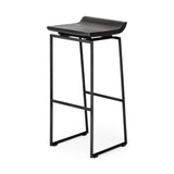 Givens Black Wood Seat Metal Base Stool - Ornate Home