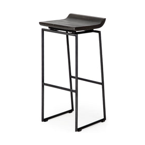 Givens Black Wood Seat Metal Base Stool - Ornate Home