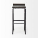 Givens Black Wood Seat Metal Base Stool - Ornate Home