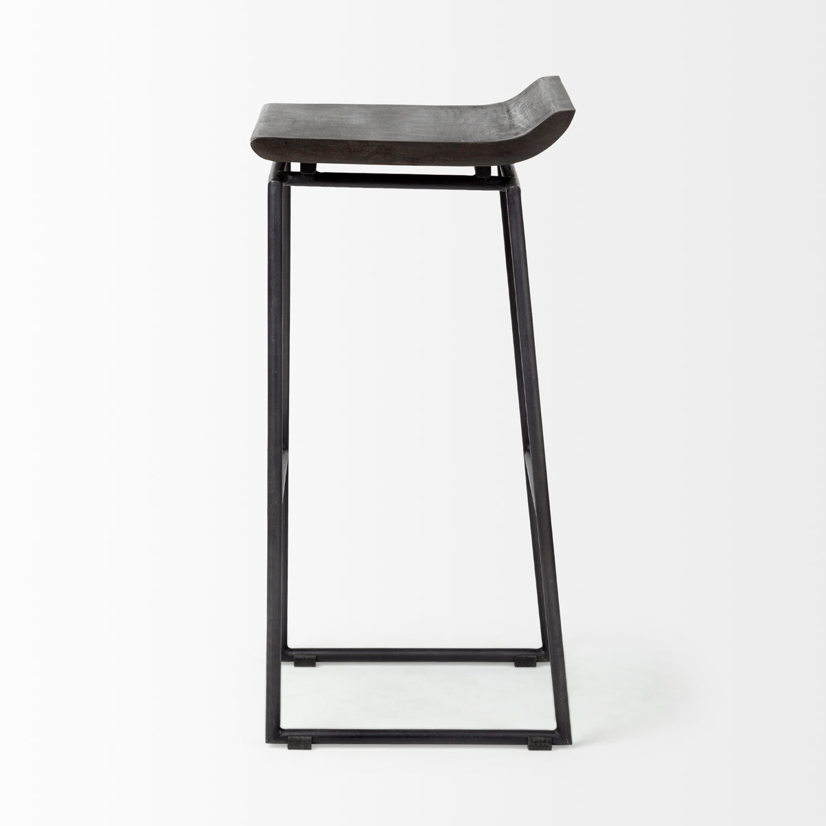 Givens Black Wood Seat Metal Base Stool - Ornate Home
