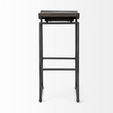 Givens Black Wood Seat Metal Base Stool - Ornate Home