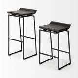 Givens Black Wood Seat Metal Base Stool - Ornate Home