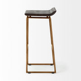 Givens Brown/Gold Wood Seat Metal Base Stool - Ornate Home
