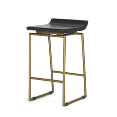 Givens Brown/Gold Wood Seat Metal Frame Stool - Ornate Home