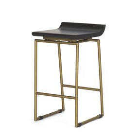 Givens Brown/Gold Wood Seat Metal Frame Stool - Ornate Home