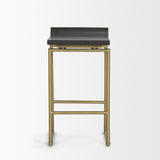 Givens Brown/Gold Wood Seat Metal Frame Stool - Ornate Home