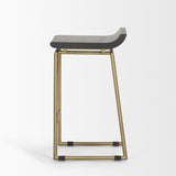 Givens Brown/Gold Wood Seat Metal Frame Stool - Ornate Home
