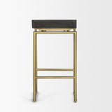 Givens Brown/Gold Wood Seat Metal Frame Stool - Ornate Home