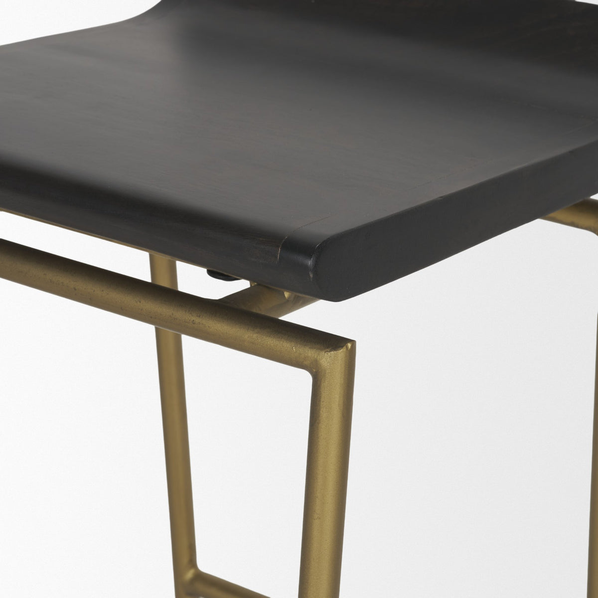 Givens Brown/Gold Wood Seat Metal Frame Stool - Ornate Home