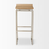 Givens Brown/Silver Wood Barstool - Ornate Home