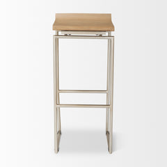 Givens Brown/Silver Wood Barstool - Ornate Home