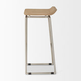 Givens Brown/Silver Wood Barstool - Ornate Home