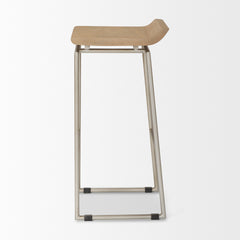 Givens Brown/Silver Wood Barstool - Ornate Home