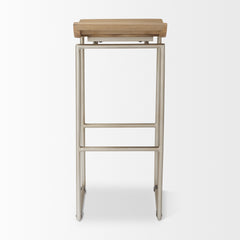 Givens Brown/Silver Wood Barstool - Ornate Home