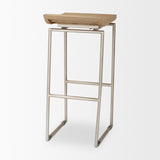 Givens Brown/Silver Wood Barstool - Ornate Home