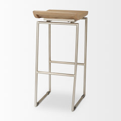 Givens Brown/Silver Wood Barstool - Ornate Home