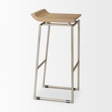 Givens Brown/Silver Wood Barstool - Ornate Home
