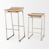 Givens Brown/Silver Wood Barstool - Ornate Home