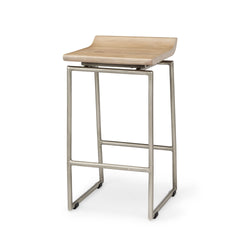 Givens Brown/Silver Wood Counter Stool