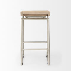 Givens Brown/Silver Wood Counter Stool