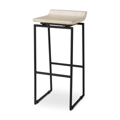 Givens Natural/Black Wood Bar Stool - Ornate Home