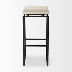 Givens Natural/Black Wood Bar Stool - Ornate Home