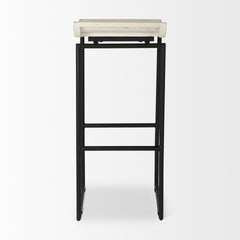 Givens Natural/Black Wood Bar Stool - Ornate Home