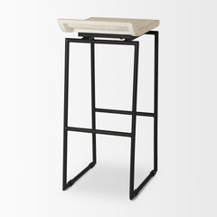 Givens Natural/Black Wood Bar Stool - Ornate Home