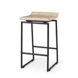 Givens Natural/Black Wood Metal Counter Stool - Ornate Home