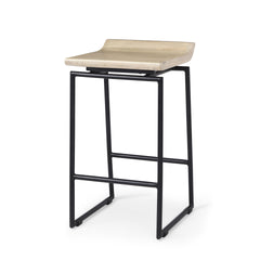 Givens Natural/Black Wood Metal Counter Stool - Ornate Home