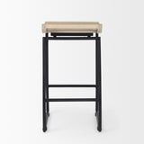 Givens Natural/Black Wood Metal Counter Stool - Ornate Home