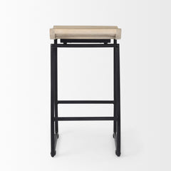 Givens Natural/Black Wood Metal Counter Stool - Ornate Home