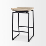 Givens Natural/Black Wood Metal Counter Stool - Ornate Home
